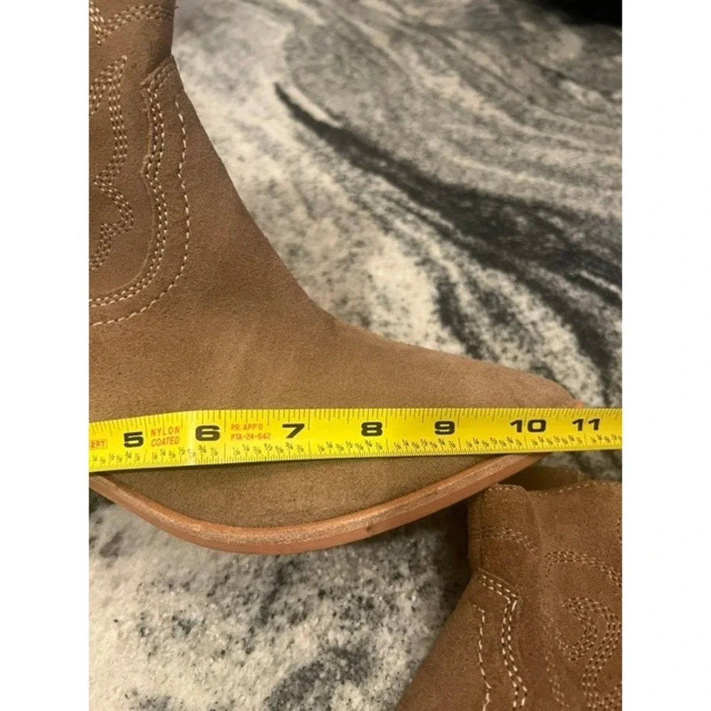 Dolce Vita Ankle Boots Womens Taupe Suede Good Western Pointed Toe Zipper